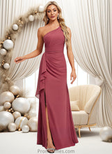 Load image into Gallery viewer, Neveah A-line One Shoulder Floor-Length Chiffon Bridesmaid Dress With Ruffle XXBP0025824