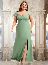 Load image into Gallery viewer, Kaliyah Trumpet/Mermaid Off the Shoulder V-Neck Floor-Length Chiffon Bridesmaid Dress XXBP0025810