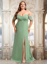 Load image into Gallery viewer, Kaliyah Trumpet/Mermaid Off the Shoulder V-Neck Floor-Length Chiffon Bridesmaid Dress XXBP0025810