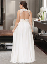 Load image into Gallery viewer, Tabitha A-Line V-neck Sweep Train Chiffon Lace Wedding Dress With Lace XXBP0013677