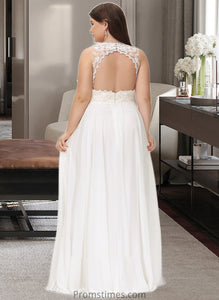 Tabitha A-Line V-neck Sweep Train Chiffon Lace Wedding Dress With Lace XXBP0013677