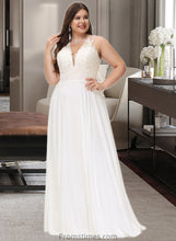 Load image into Gallery viewer, Tabitha A-Line V-neck Sweep Train Chiffon Lace Wedding Dress With Lace XXBP0013677