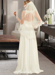 Tabitha A-Line V-neck Sweep Train Chiffon Lace Wedding Dress With Lace XXBP0013677