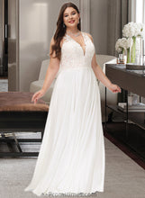 Load image into Gallery viewer, Tabitha A-Line V-neck Sweep Train Chiffon Lace Wedding Dress With Lace XXBP0013677