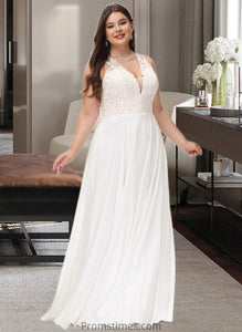 Tabitha A-Line V-neck Sweep Train Chiffon Lace Wedding Dress With Lace XXBP0013677