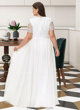 Load image into Gallery viewer, Joy A-Line V-neck Floor-Length Chiffon Lace Wedding Dress XXBP0013678