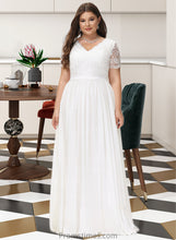 Load image into Gallery viewer, Joy A-Line V-neck Floor-Length Chiffon Lace Wedding Dress XXBP0013678