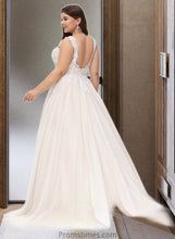 Load image into Gallery viewer, Barbara Ball-Gown/Princess V-neck Court Train Tulle Wedding Dress XXBP0013682