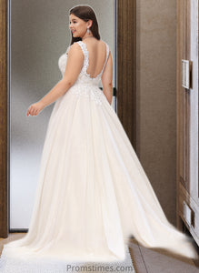 Barbara Ball-Gown/Princess V-neck Court Train Tulle Wedding Dress XXBP0013682