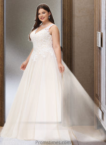 Barbara Ball-Gown/Princess V-neck Court Train Tulle Wedding Dress XXBP0013682