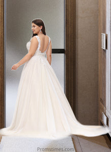 Barbara Ball-Gown/Princess V-neck Court Train Tulle Wedding Dress XXBP0013682