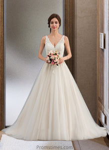 Barbara Ball-Gown/Princess V-neck Court Train Tulle Wedding Dress XXBP0013682