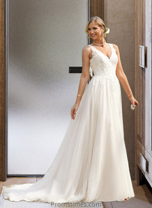 Barbara Ball-Gown/Princess V-neck Court Train Tulle Wedding Dress XXBP0013682