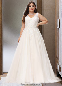 Barbara Ball-Gown/Princess V-neck Court Train Tulle Wedding Dress XXBP0013682