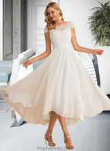 Load image into Gallery viewer, Ireland A-Line Scoop Neck Asymmetrical Chiffon Wedding Dress XXBP0013683