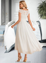 Load image into Gallery viewer, Ireland A-Line Scoop Neck Asymmetrical Chiffon Wedding Dress XXBP0013683