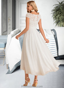 Ireland A-Line Scoop Neck Asymmetrical Chiffon Wedding Dress XXBP0013683