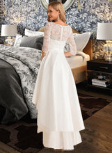 Load image into Gallery viewer, Anabella A-Line Scoop Neck Asymmetrical Satin Lace Wedding Dress XXBP0013684