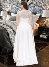 Load image into Gallery viewer, Anabella A-Line Scoop Neck Asymmetrical Satin Lace Wedding Dress XXBP0013684