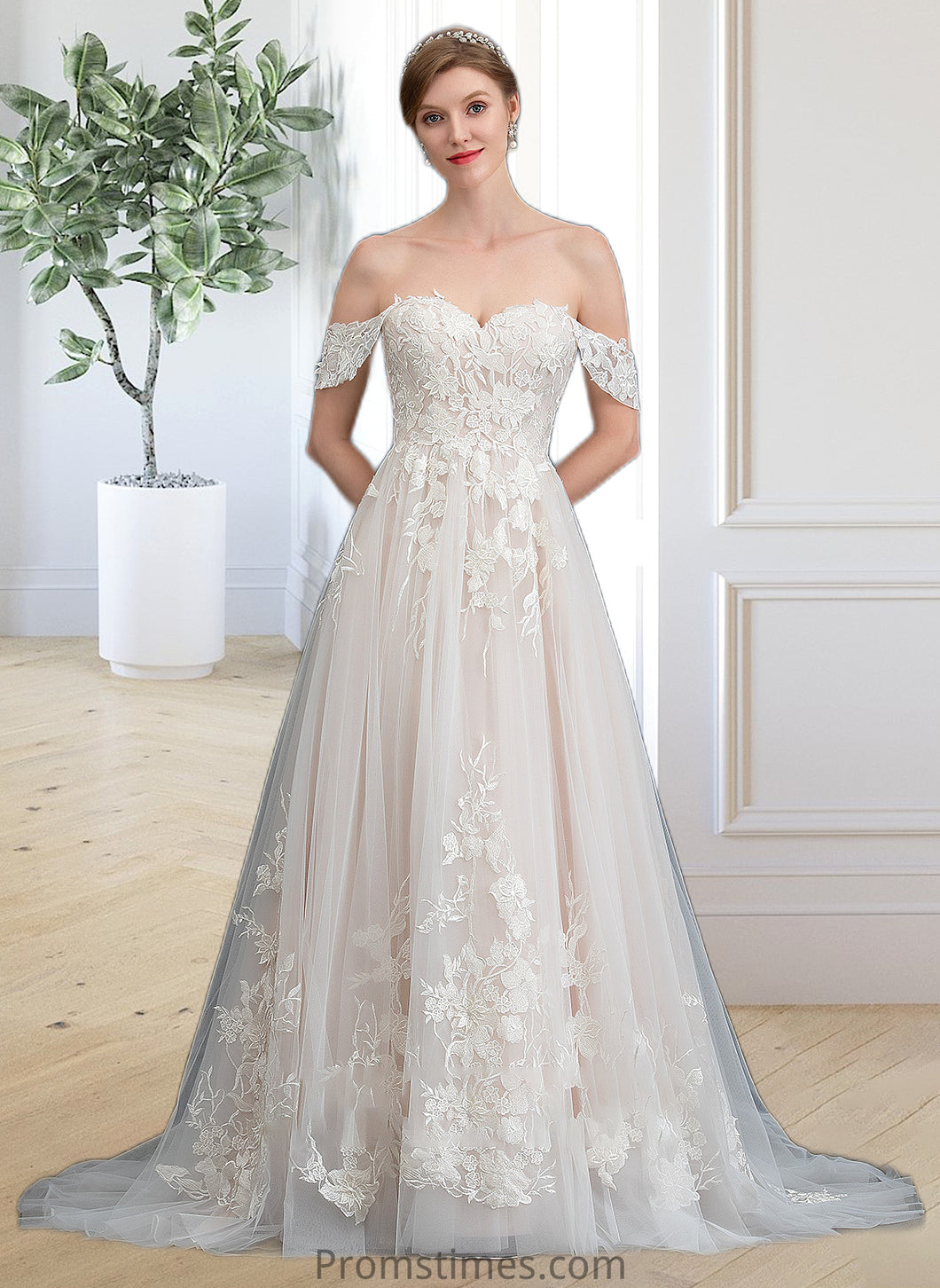 Reyna Ball-Gown/Princess Sweetheart Sweep Train Tulle Wedding Dress XXBP0013685