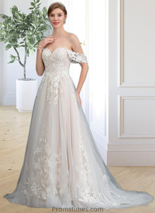 Reyna Ball-Gown/Princess Sweetheart Sweep Train Tulle Wedding Dress XXBP0013685