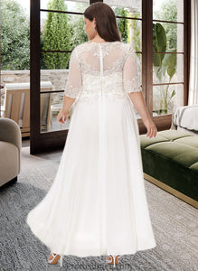 Germaine A-Line Scoop Neck Asymmetrical Chiffon Wedding Dress With Beading Sequins XXBP0013686