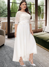 Load image into Gallery viewer, Germaine A-Line Scoop Neck Asymmetrical Chiffon Wedding Dress With Beading Sequins XXBP0013686