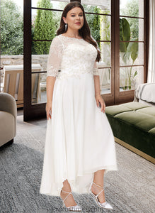 Germaine A-Line Scoop Neck Asymmetrical Chiffon Wedding Dress With Beading Sequins XXBP0013686