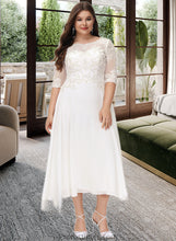 Load image into Gallery viewer, Germaine A-Line Scoop Neck Asymmetrical Chiffon Wedding Dress With Beading Sequins XXBP0013686