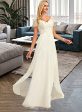 Load image into Gallery viewer, Jade A-Line V-neck Floor-Length Chiffon Lace Wedding Dress With Lace XXBP0013691