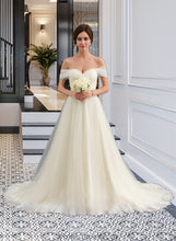 Load image into Gallery viewer, Holly Ball-Gown/Princess Off-the-Shoulder Court Train Tulle Lace Wedding Dress With Ruffle XXBP0013692