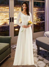 Load image into Gallery viewer, Campbell A-Line V-neck Sweep Train Wedding Dress With Lace XXBP0013696