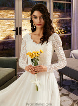 Load image into Gallery viewer, Campbell A-Line V-neck Sweep Train Wedding Dress With Lace XXBP0013696