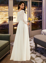 Load image into Gallery viewer, Campbell A-Line V-neck Sweep Train Wedding Dress With Lace XXBP0013696