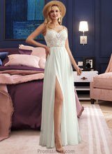 Load image into Gallery viewer, Emily A-Line V-neck Floor-Length Wedding Dress With Beading Split Front XXBP0013697