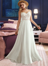 Load image into Gallery viewer, Emily A-Line V-neck Floor-Length Wedding Dress With Beading Split Front XXBP0013697