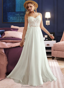 Emily A-Line V-neck Floor-Length Wedding Dress With Beading Split Front XXBP0013697