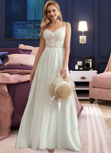 Load image into Gallery viewer, Emily A-Line V-neck Floor-Length Wedding Dress With Beading Split Front XXBP0013697