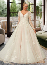 Load image into Gallery viewer, Amaris Ball-Gown/Princess V-neck Sweep Train Tulle Lace Wedding Dress XXBP0013698