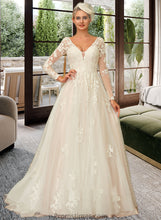 Load image into Gallery viewer, Amaris Ball-Gown/Princess V-neck Sweep Train Tulle Lace Wedding Dress XXBP0013698