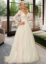 Load image into Gallery viewer, Amaris Ball-Gown/Princess V-neck Sweep Train Tulle Lace Wedding Dress XXBP0013698