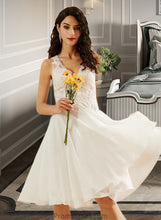 Load image into Gallery viewer, Jaylin A-Line V-neck Knee-Length Wedding Dress With Lace Sequins XXBP0013703