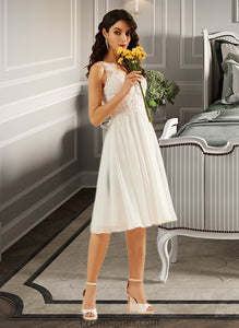 Jaylin A-Line V-neck Knee-Length Wedding Dress With Lace Sequins XXBP0013703