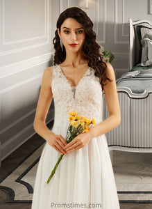 Jaylin A-Line V-neck Knee-Length Wedding Dress With Lace Sequins XXBP0013703