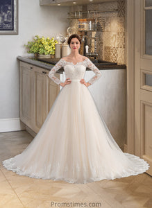 Paola Ball-Gown/Princess Chapel Train Tulle Lace Wedding Dress XXBP0013704