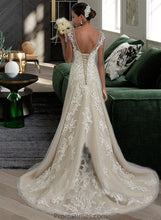 Load image into Gallery viewer, Kamryn A-Line V-neck Court Train Tulle Lace Wedding Dress With Beading Sequins XXBP0013709