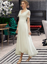 Load image into Gallery viewer, Aisha A-Line V-neck Asymmetrical Wedding Dress With Lace XXBP0013712