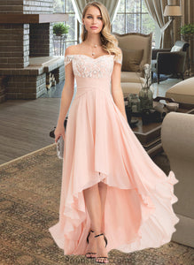 Kaleigh A-Line Off-the-Shoulder Asymmetrical Chiffon Wedding Dress With Sequins XXBP0013713