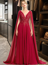 Load image into Gallery viewer, Siena A-Line V-neck Floor-Length Chiffon Wedding Dress With Sequins XXBP0013718