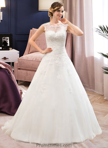 Lilliana Ball-Gown/Princess Illusion Sweep Train Organza Tulle Wedding Dress With Beading Sequins XXBP0013719